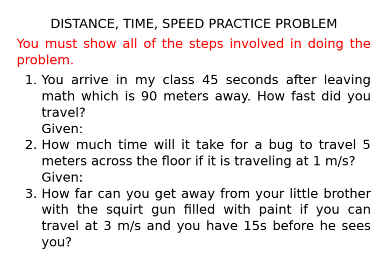 Distance Time Speed Problem Solving | PDF