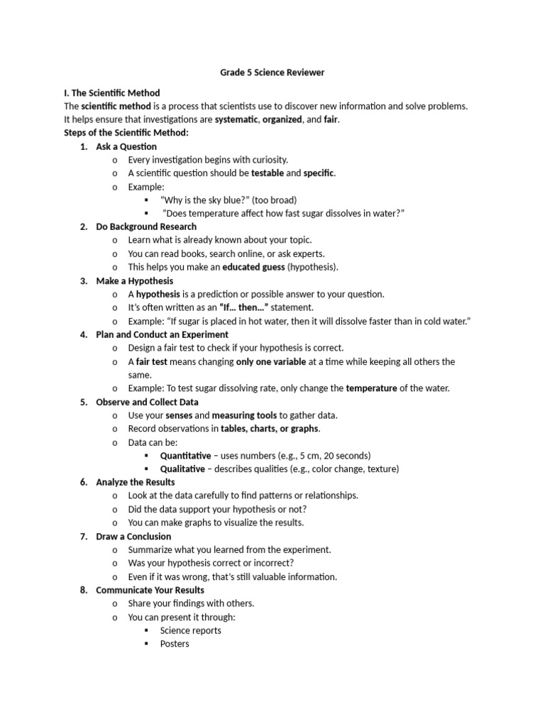 Grade 5 Science Reviewer | PDF | Water | Liquids