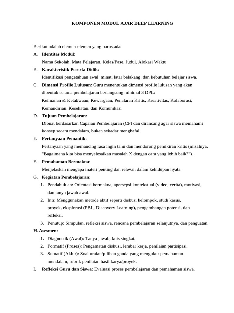 Komponen Modul Ajar Deep Learning | PDF