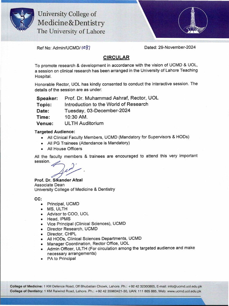 Circular - Interactive Session On Clinical Research | PDF | Health Care ...