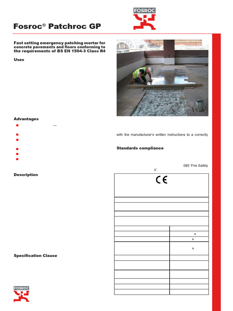 Patchroc GP TDS | PDF | Concrete | Corrosion