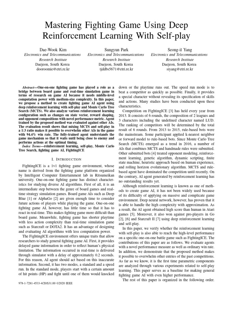 Mastering Fighting Game Using Deep | PDF | Artificial Intelligence ...