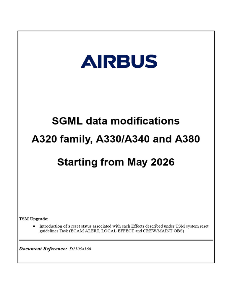 TSM - Introduction of Reset Status For Effects A320 Family A330 A340 ...