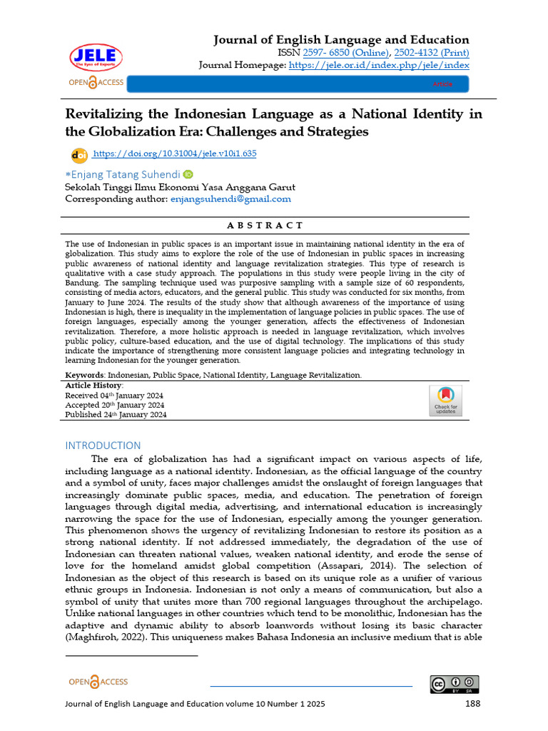 Revitalizing The Indonesian Language As A National | PDF | Indonesian ...
