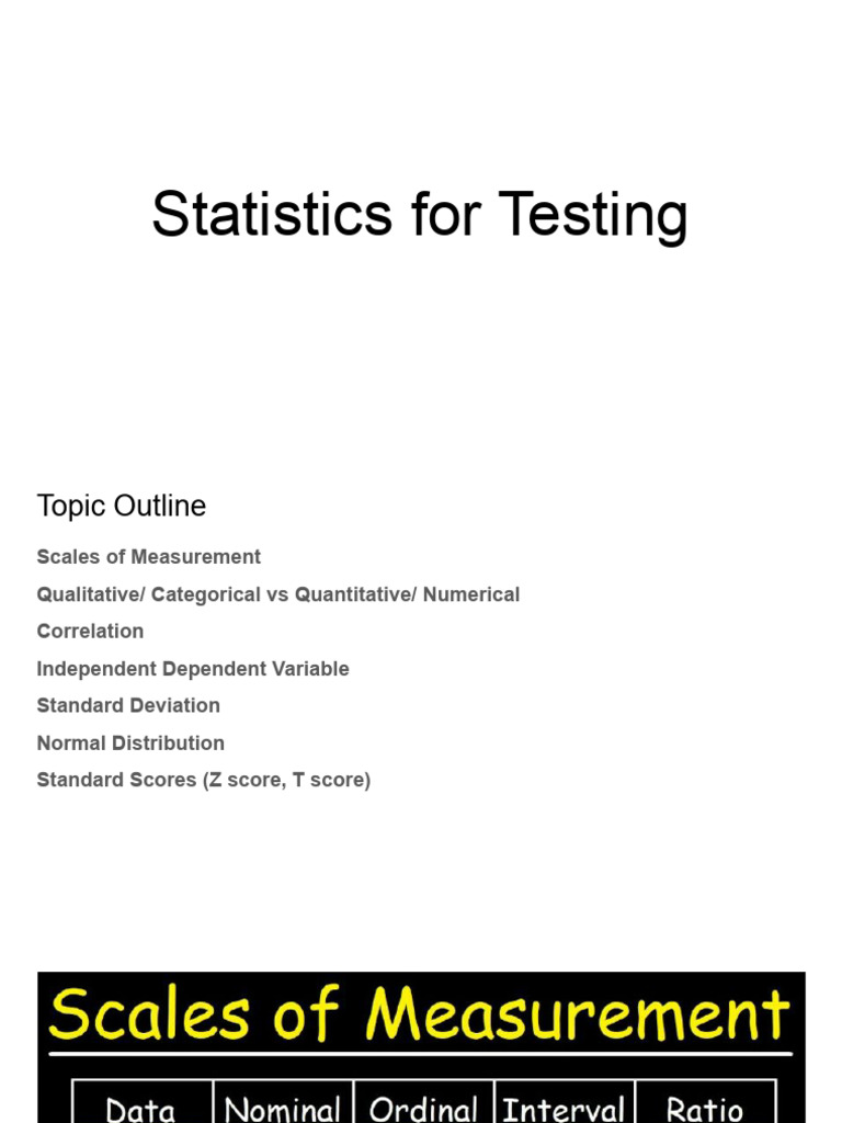3 Statistics For Testing | PDF | Level Of Measurement | Standard Score