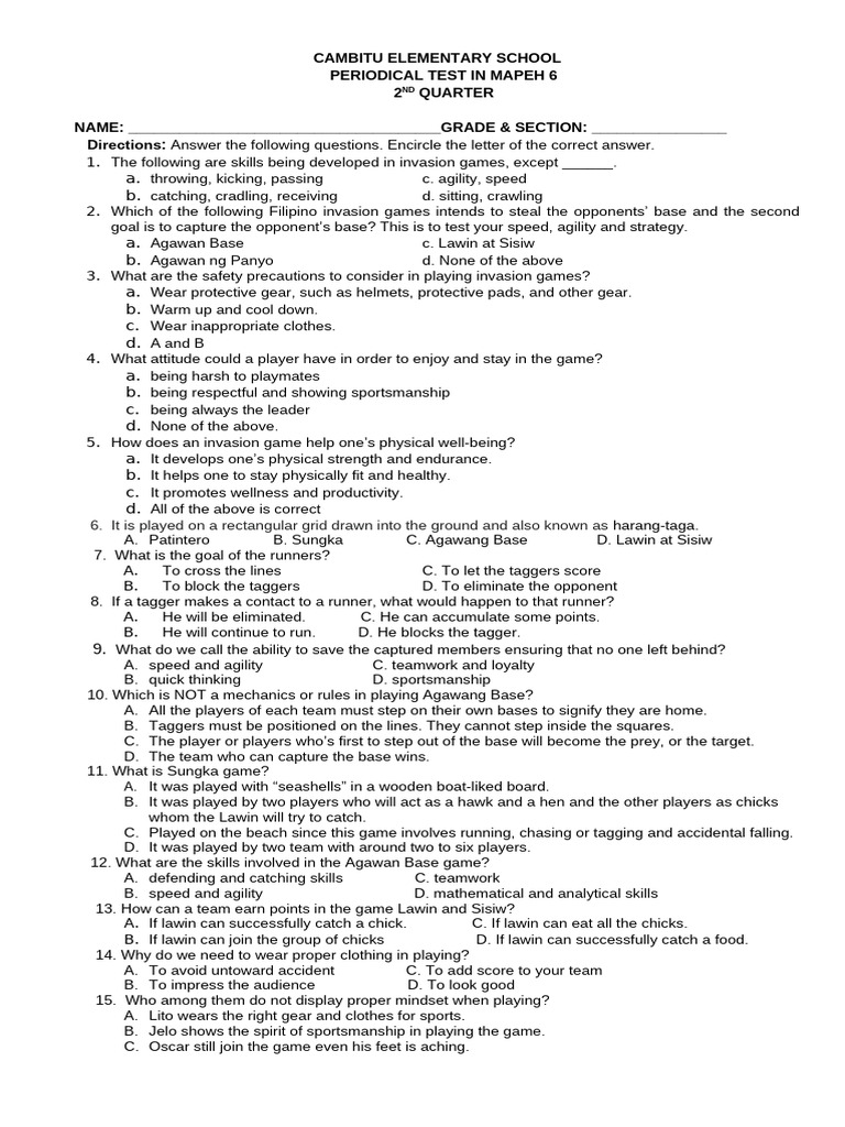 2nd Quarter Summative Test PE6 | PDF | Waste | Compost