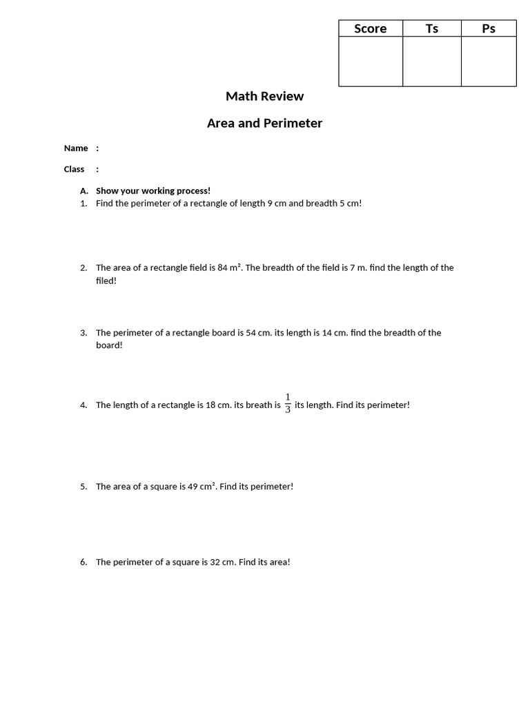 Math Area Perimeter 2011 | PDF | Area | Chess Theory
