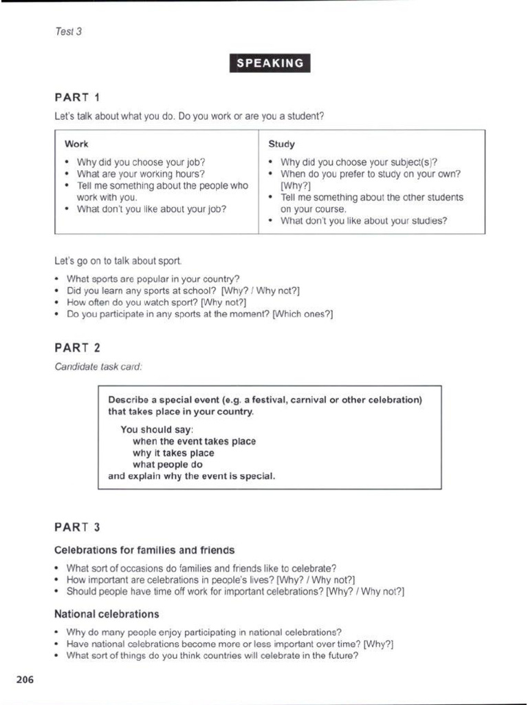 Big Book - Speaking Test 3 | PDF