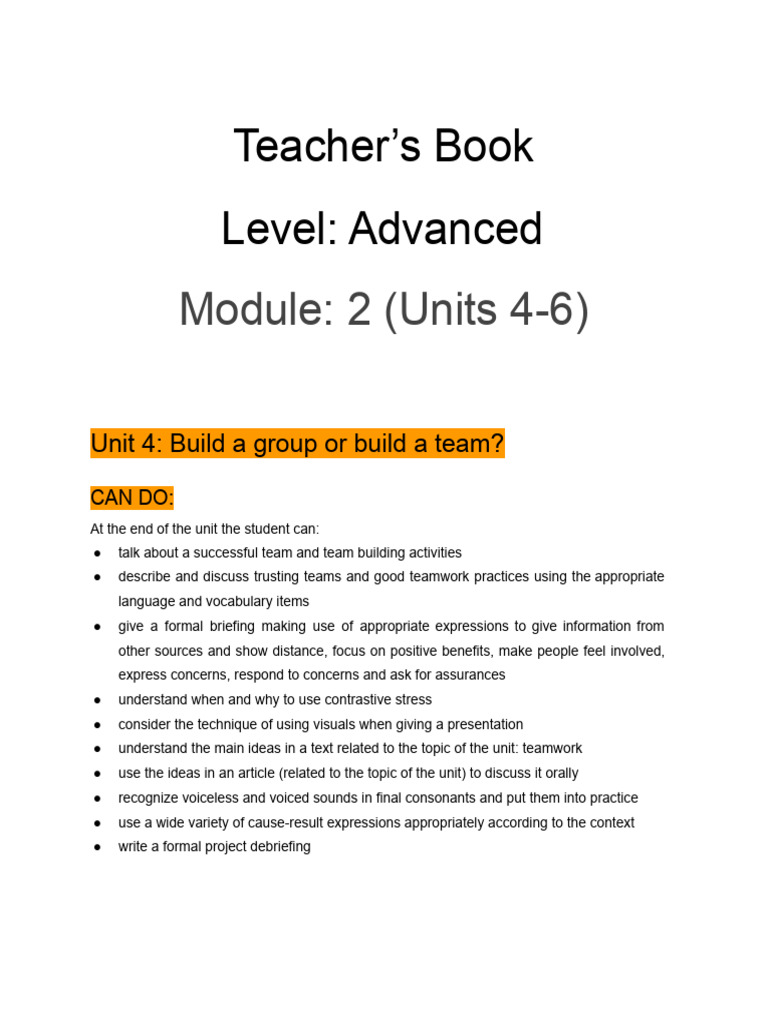 Teacher's Book Advanced Módulo 2 | PDF
