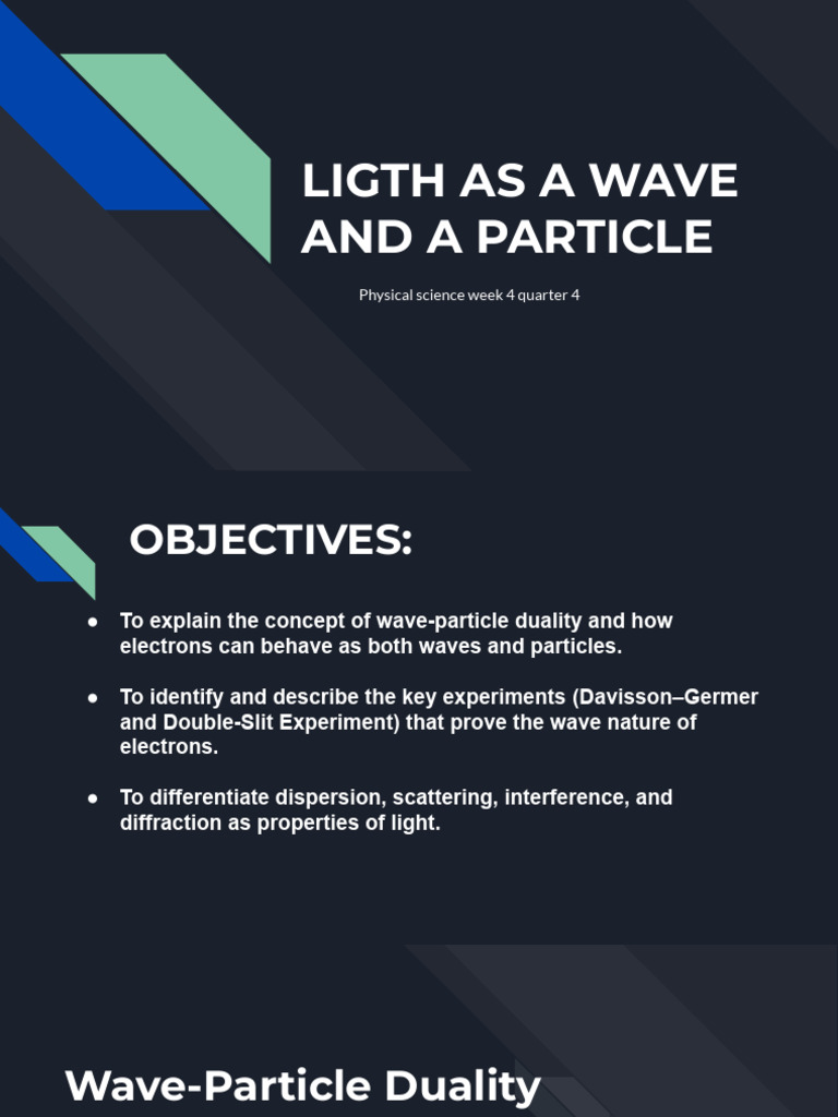 Ligth As A Wave and A Particle | PDF | Electron | Physical Chemistry