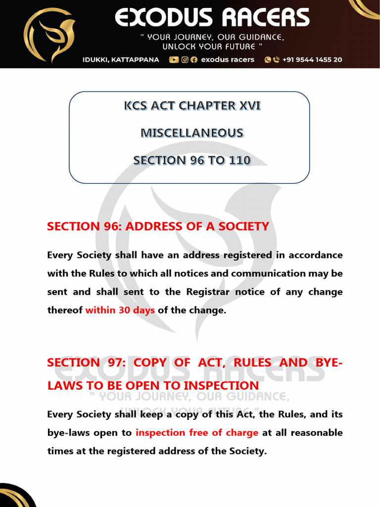 KCS Act Chapter Xvi - Section 96 To 110 Rule 176 To 181 | PDF ...