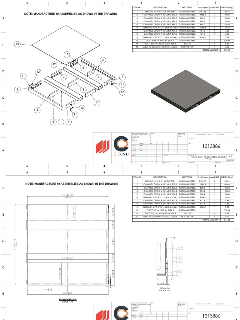 Frame Base, CS 84.75X84X6.35, BMS, Paint Inglés | PDF | Mechanical ...