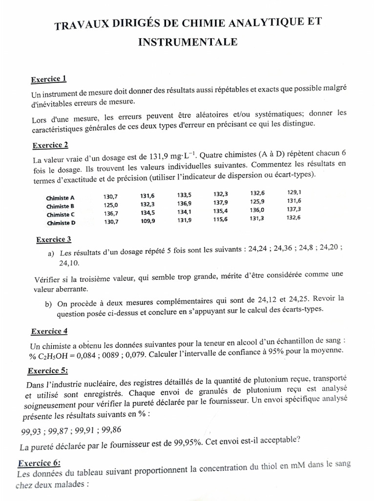 TD Chimie Analytique | PDF
