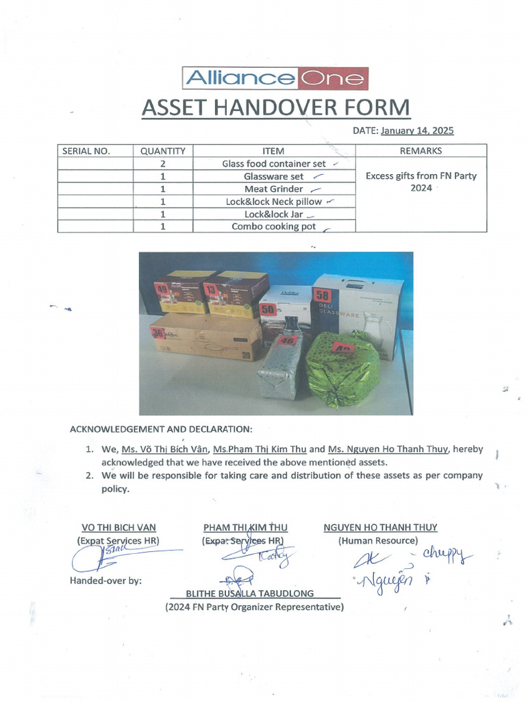 Asset Hand Over | PDF