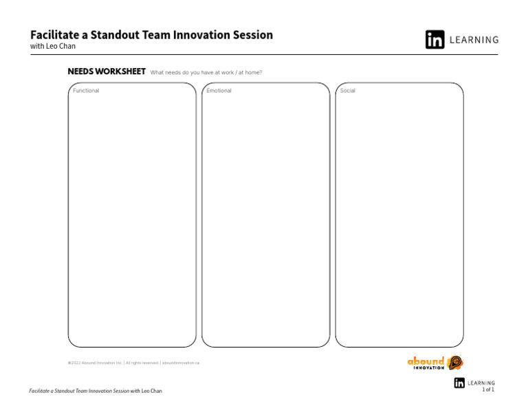 Needs Worksheet | PDF