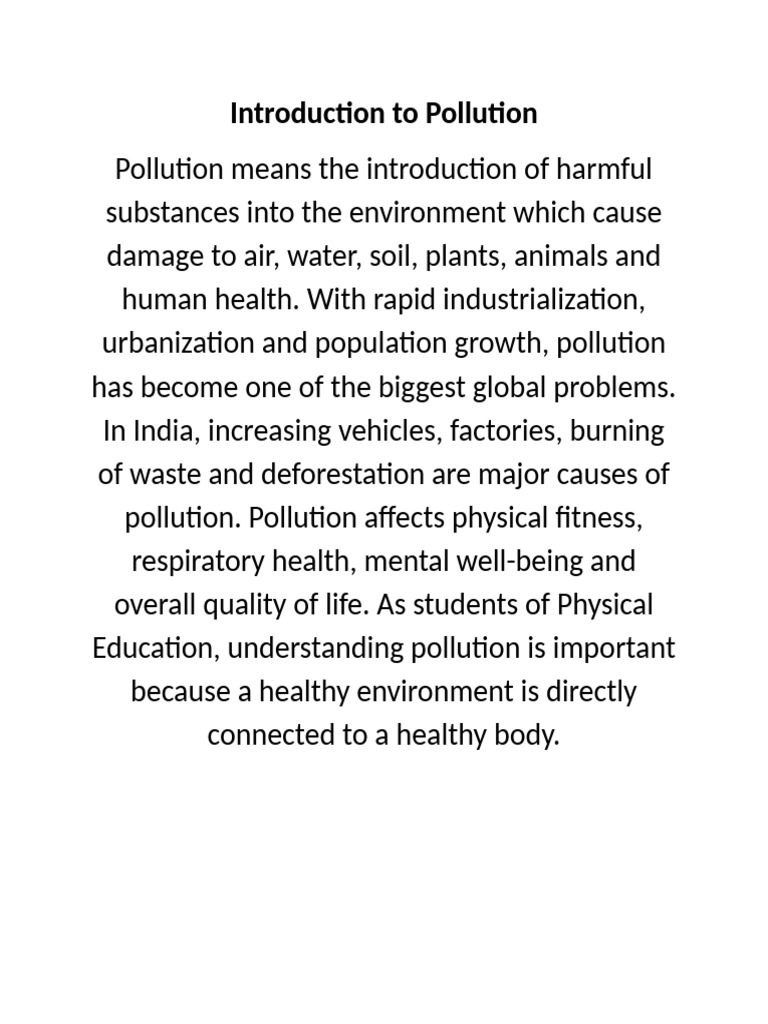 Introduction To Pollution | PDF | Pollution | Air Pollution
