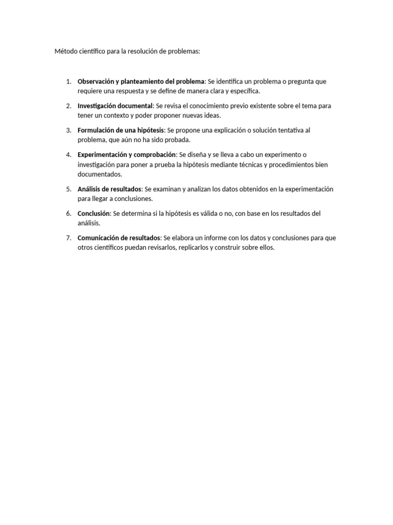 Método Científico para La Resolución de Problemas | PDF
