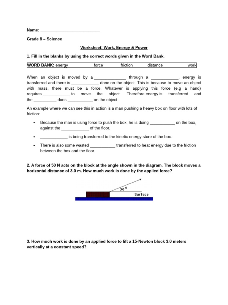 Grade 8 - Science - Worksheet 4 | PDF