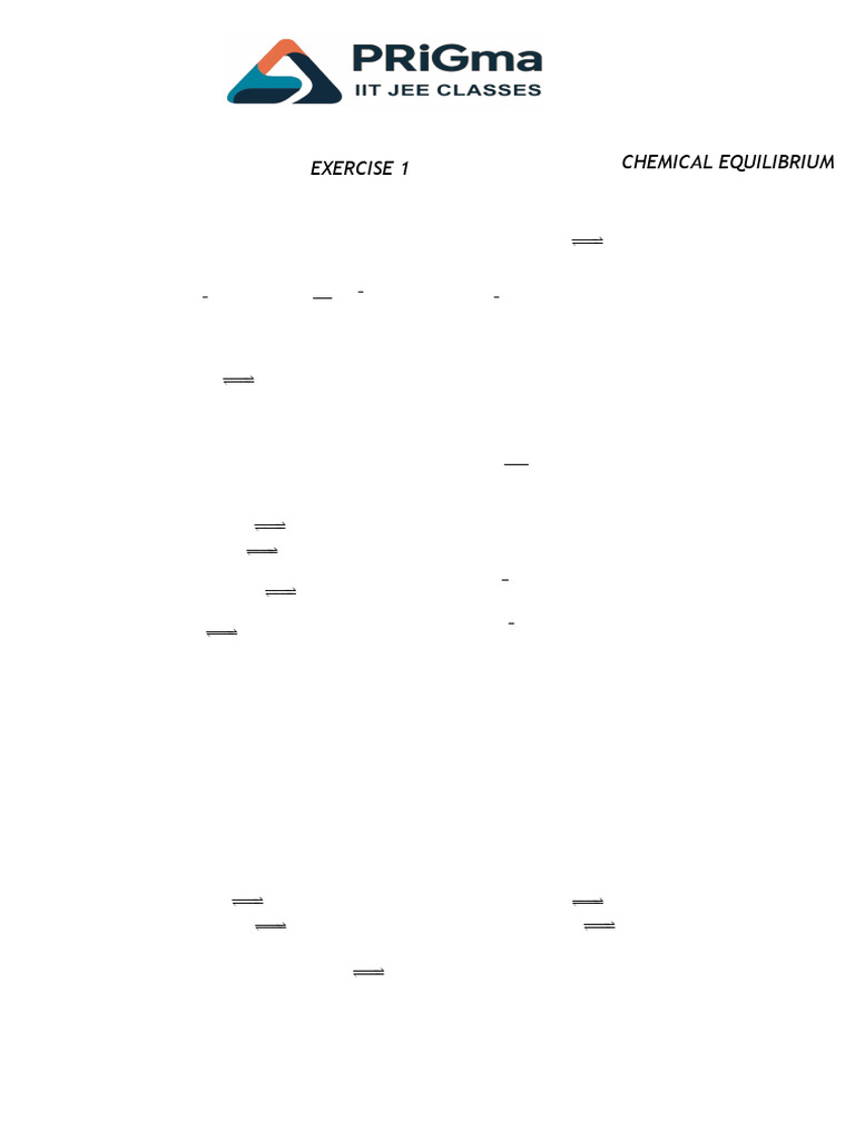 Chemical Equilibrium Assignment | PDF | Chemical Equilibrium | Chemical ...