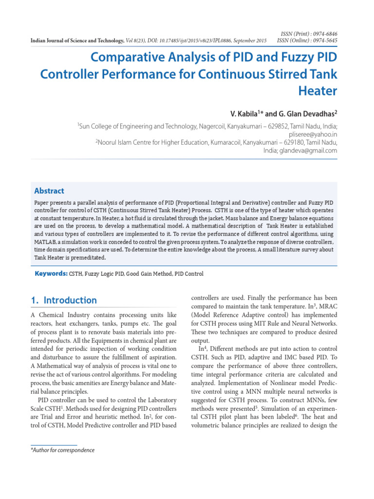 Comparative Analysis of PID and Fuzzy PID Controll | PDF | Fuzzy Logic ...