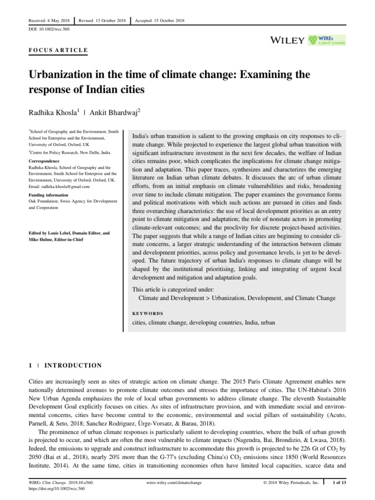 2 - Urbanization in The Time of Climate - Change | PDF | Climate Change ...