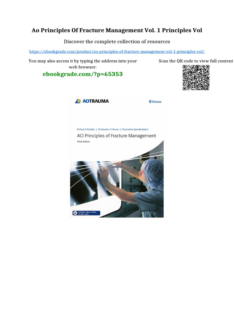 AO Principles of Fracture Management Vol. 1 Principles Vol Full ...