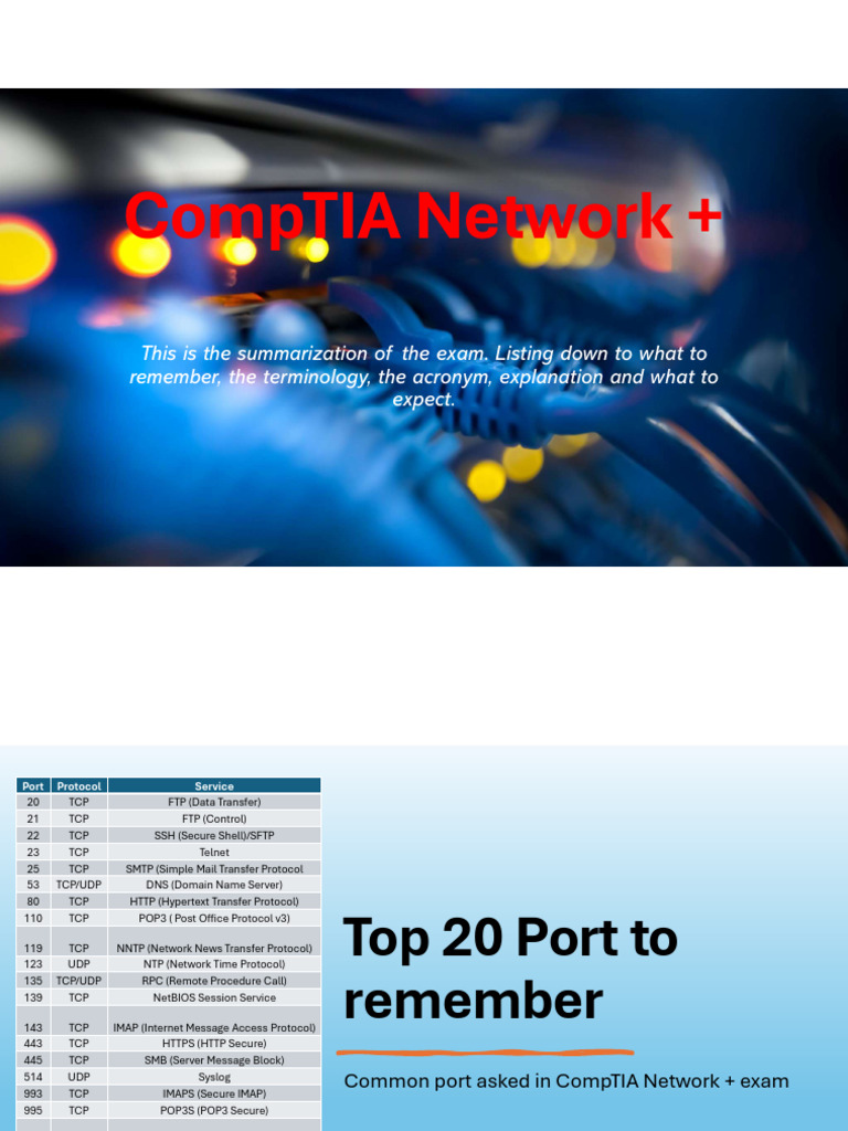 Comptia Network+ Exam Revision Slide | PDF | Cloud Computing | Routing