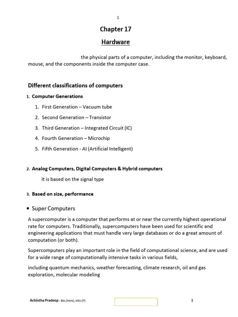 Chapter 17 - Hardware | PDF | Central Processing Unit | Computer Memory