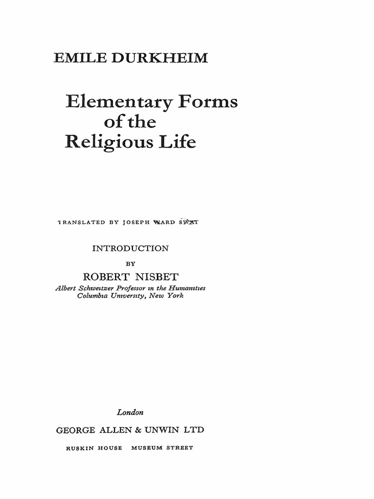1915 Elementary Forms of The Religious Life | PDF