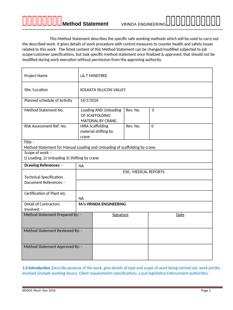Facade and Canopy Method Statement | PDF