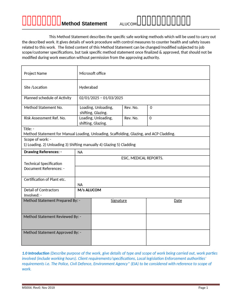 Method Statement For Microsoft Hyderabad | PDF | Scaffolding ...