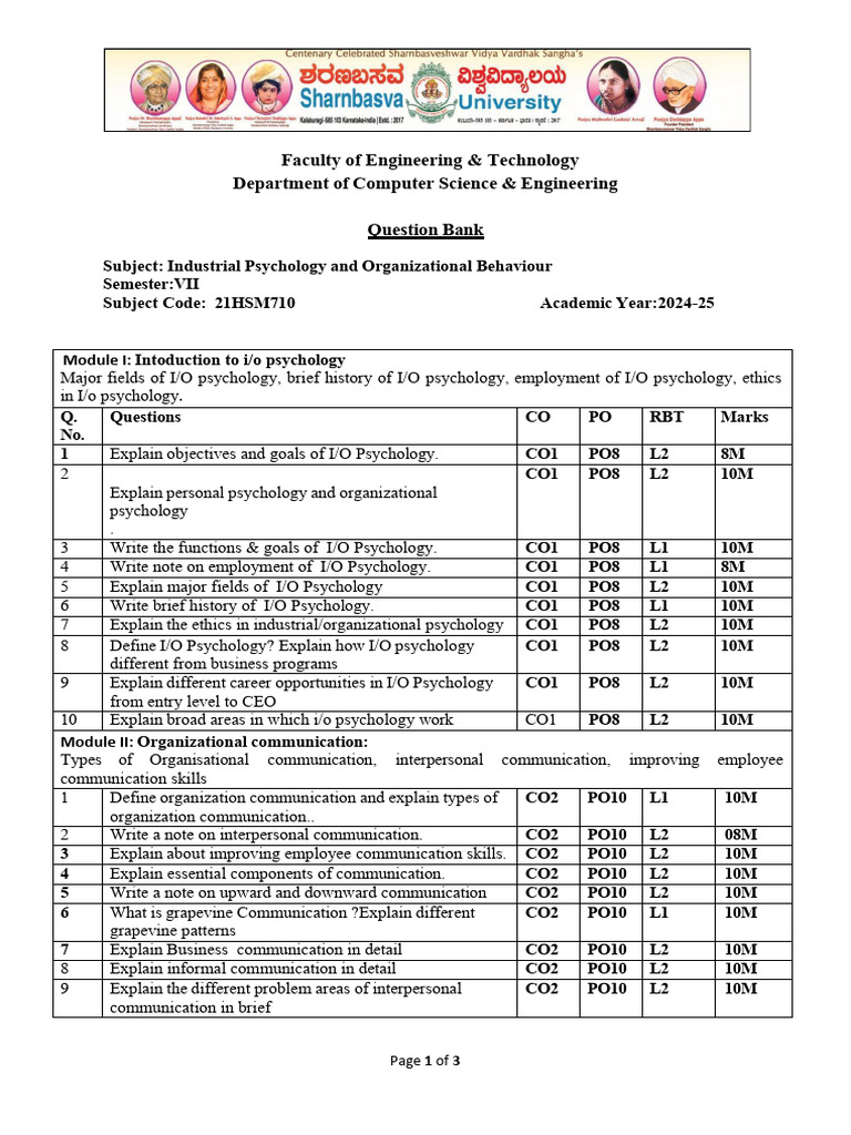 IPOB Exam QB Question With Answers | PDF | Leadership | Industrial And ...