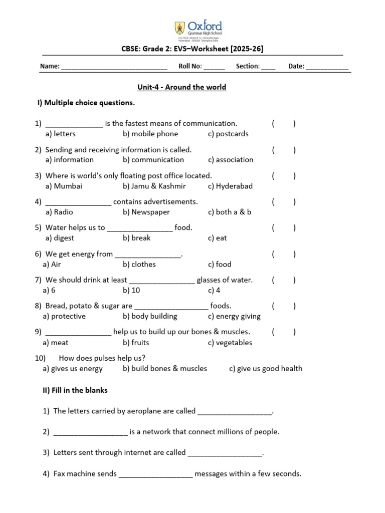 Grade 2 EVS - Around The World | PDF | Foods | Telephone
