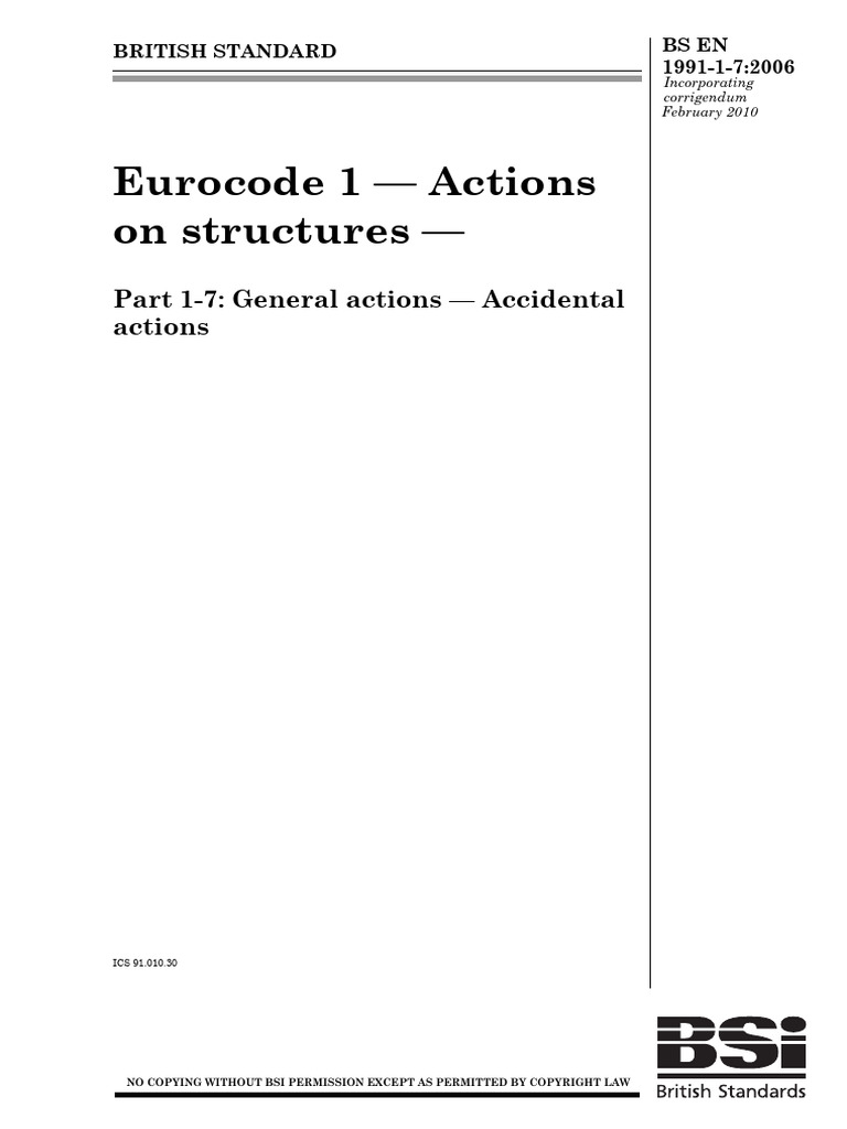 Eurocode 1 - Actions On Structures - : Part 1-7: General Actions ...