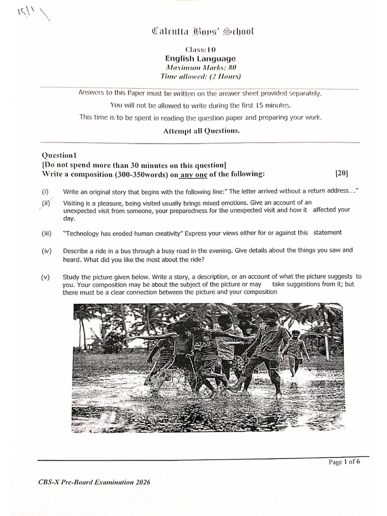 CBS English Language Pre-Board | PDF