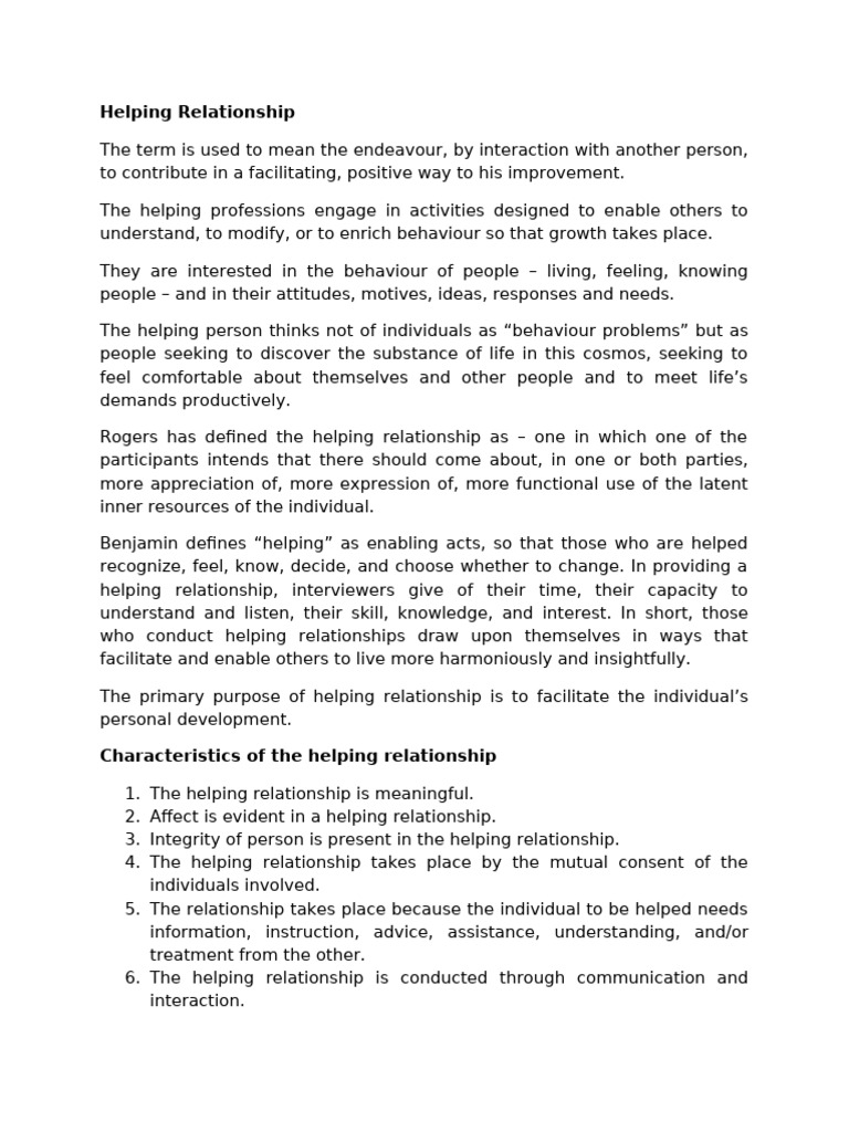 Helping Relationship | PDF | Psychotherapy | Counseling Psychology
