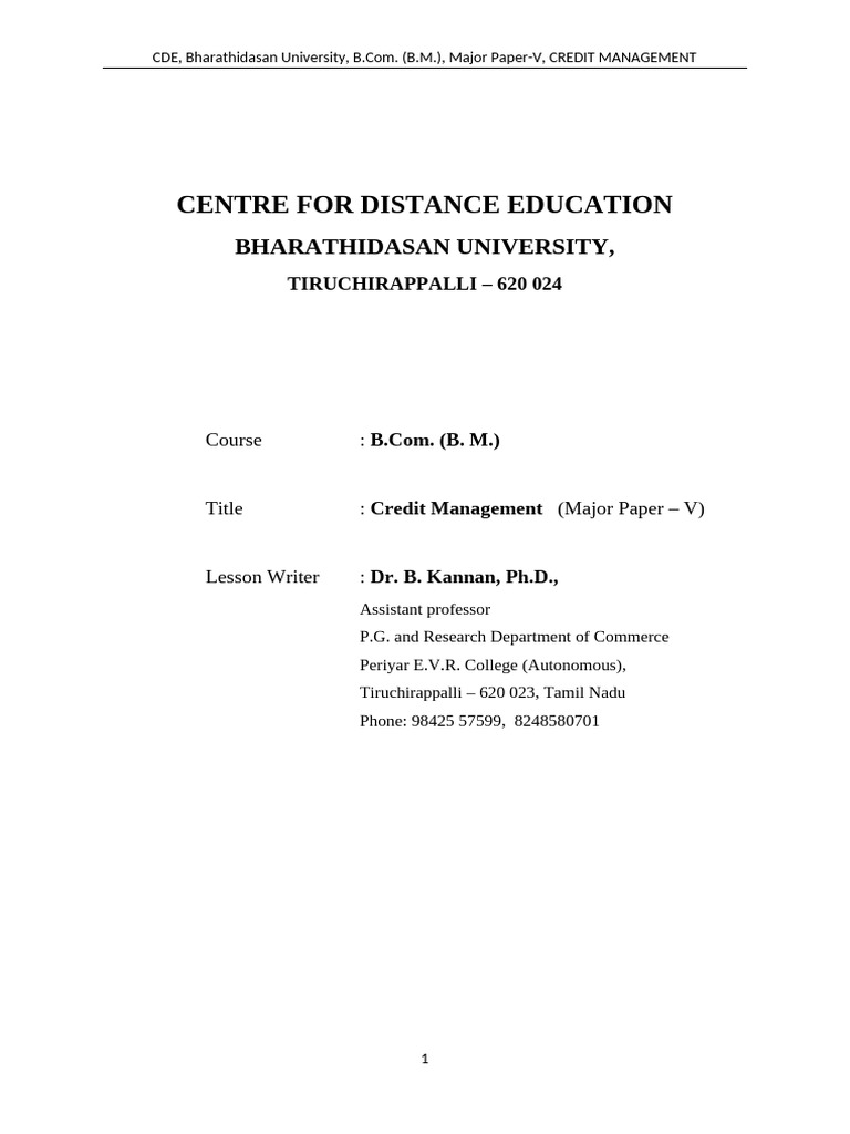 Credit Management | PDF | Credit | Finance & Money Management