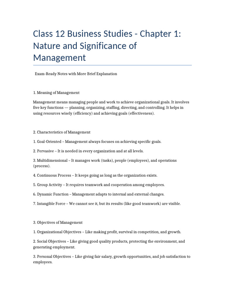 Chapter1 BST Notes | PDF | Employment | Goal