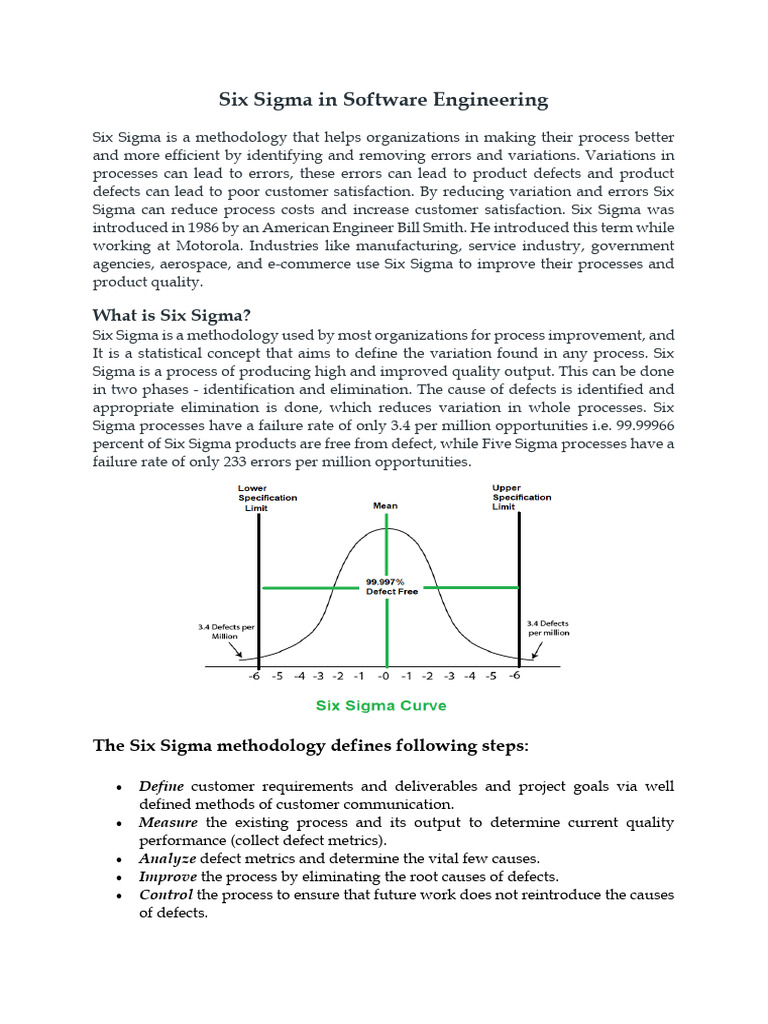 Six Sigma in Software Engineering | PDF | Six Sigma | Standard Deviation