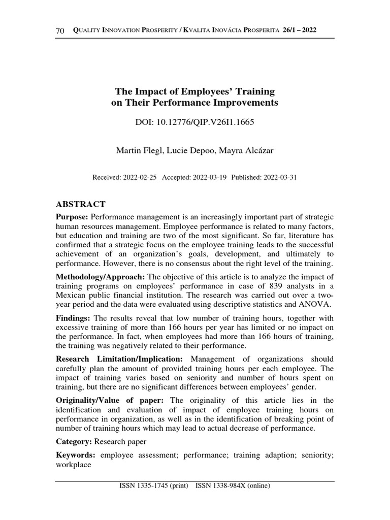 The Impact of Employees' Training On Their Performance Improvements ...