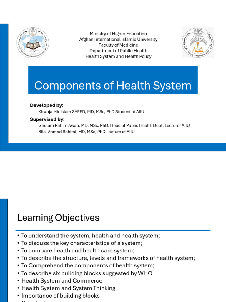 Components of Health System by DR Islam SAEED | PDF | Health Care ...