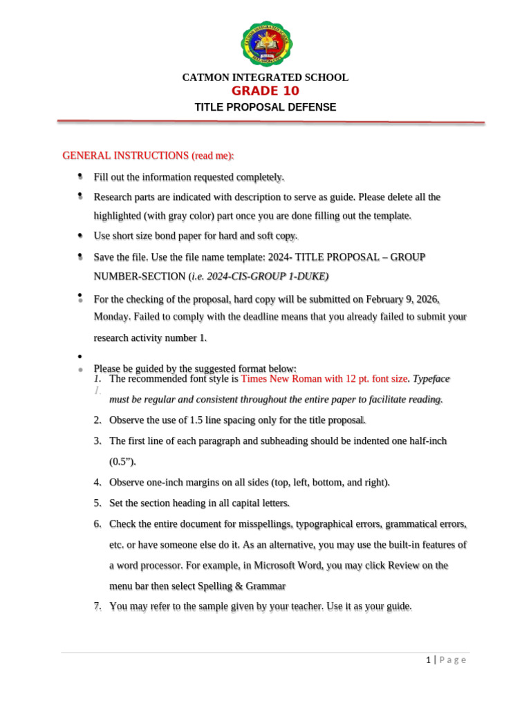 Title Proposal Format 1 | PDF | Sampling (Statistics) | Questionnaire