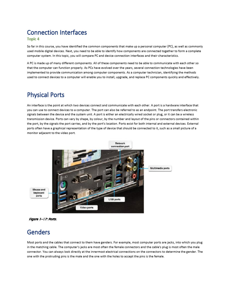 Topic 4 - Connection Interfaces | PDF | Usb | Hdmi