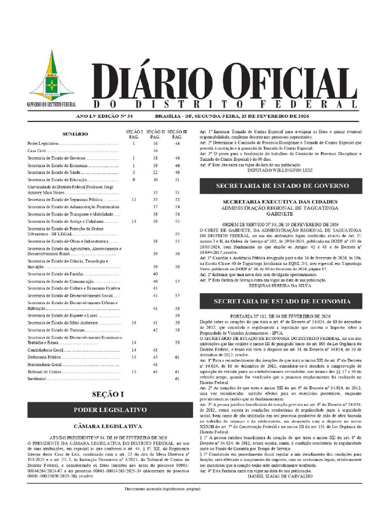 DODF 034 23-02-2026 INTEGRA-páginas - Page-0001 | PDF