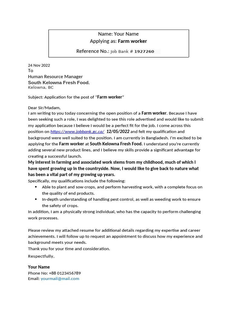 Dummy Cover Letter | PDF