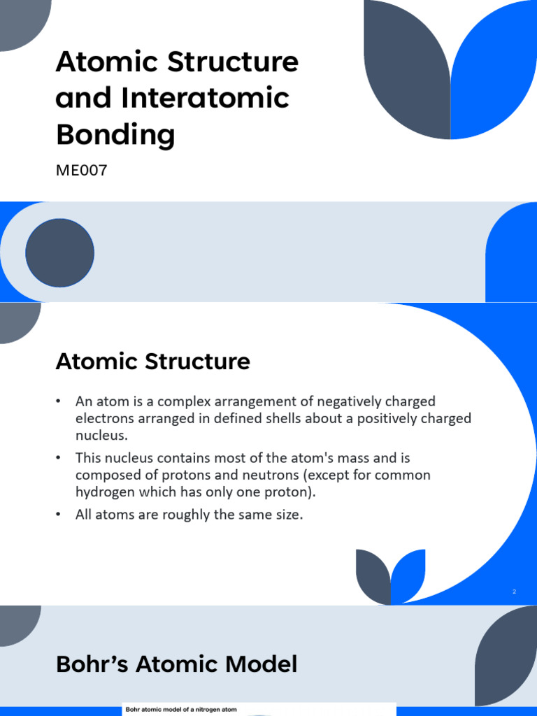 ME007 - Atomic Structure and Interatomic Bonding-1 | PDF | Chemical ...