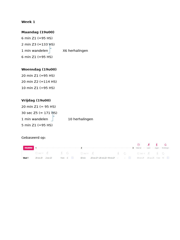 Voorbeeld Loopschema Voor 1 Week | PDF