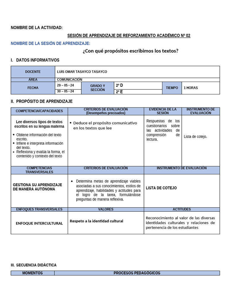 Tema 2 - 2do Sec. Reforzamiento Académico - 2024 | PDF | Evaluación ...