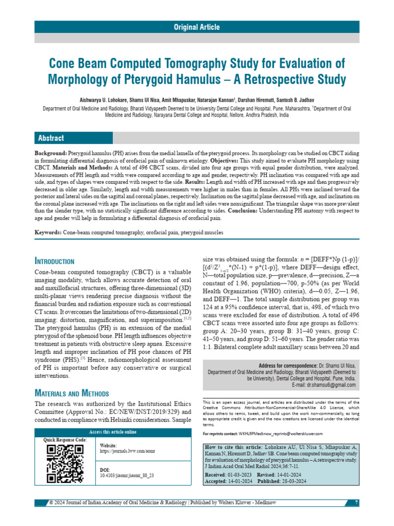 Cone Beam Computed Tomography Study For Evaluation.3 | PDF | Medical ...