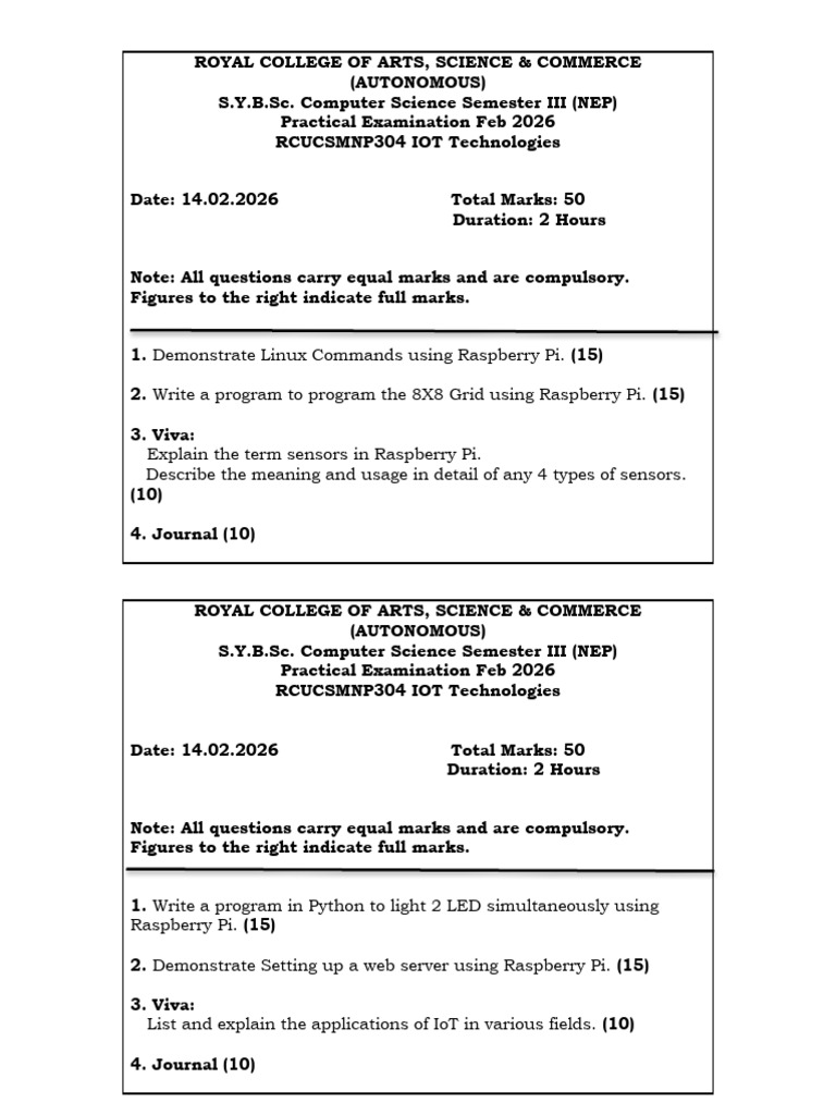 IoT Practical Question Papers Formatted | PDF | Raspberry Pi | Internet ...